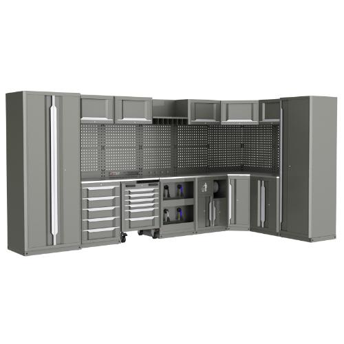 47 PIECE WORKSHOP STORAGE SYSTEM WITH STAINLESS WORKTOP